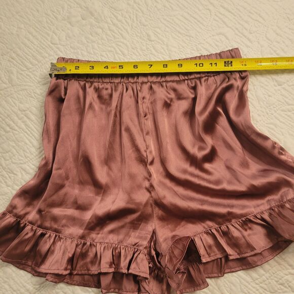 Nasty Gal Pajama Bottoms Satin Ruffle Mauve Small 6 - Picture 11 of 16